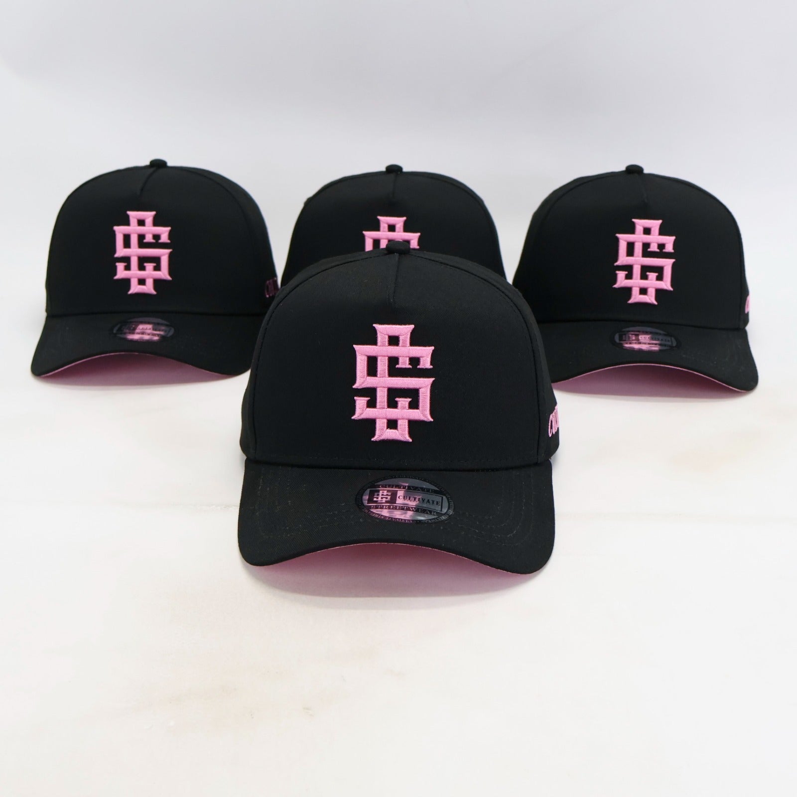 A FRAME - BLACK ON BABY PINK