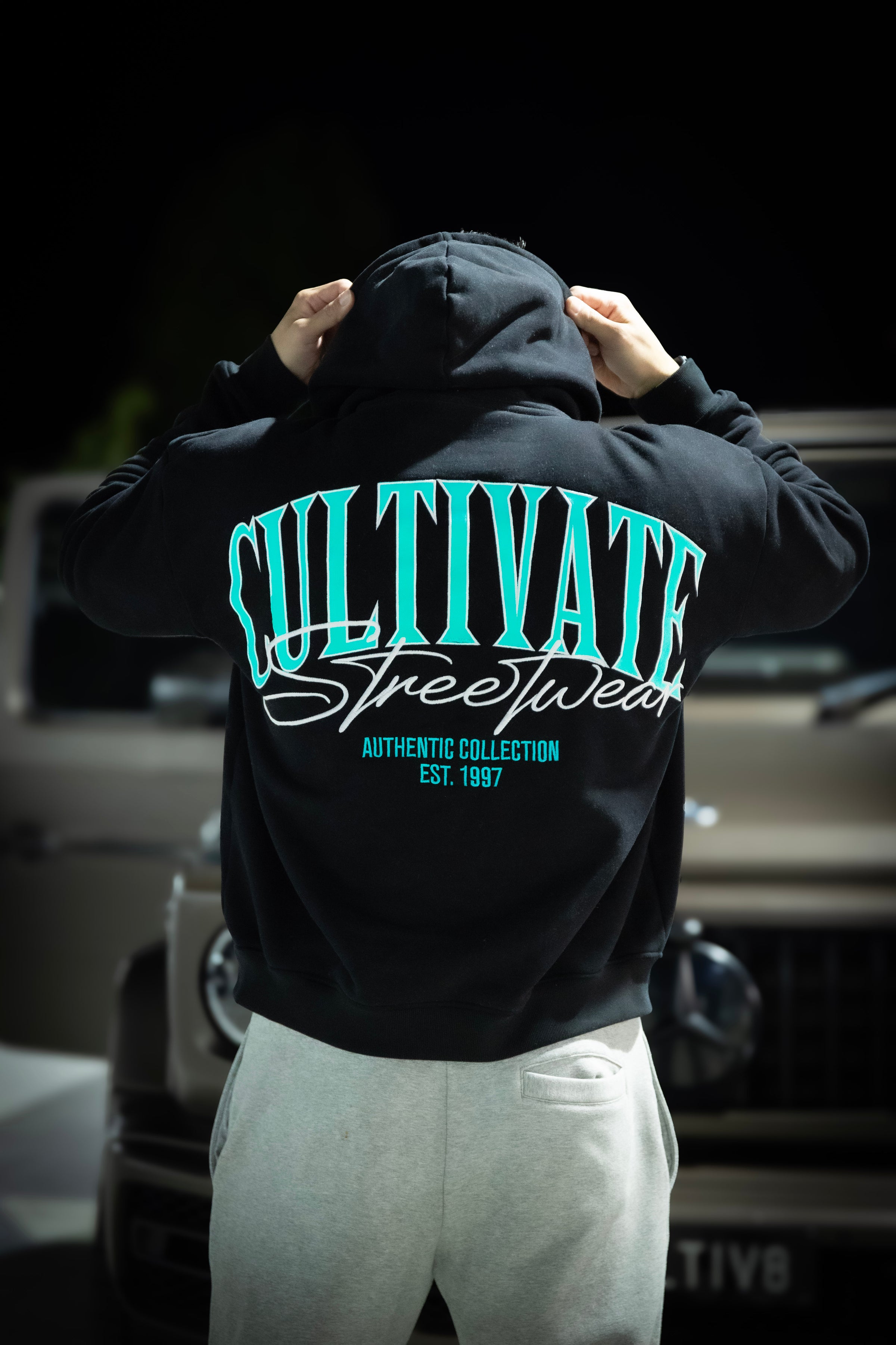 CULTIVATE - HOODIE "BLACK ON TIFFANY BLUE"