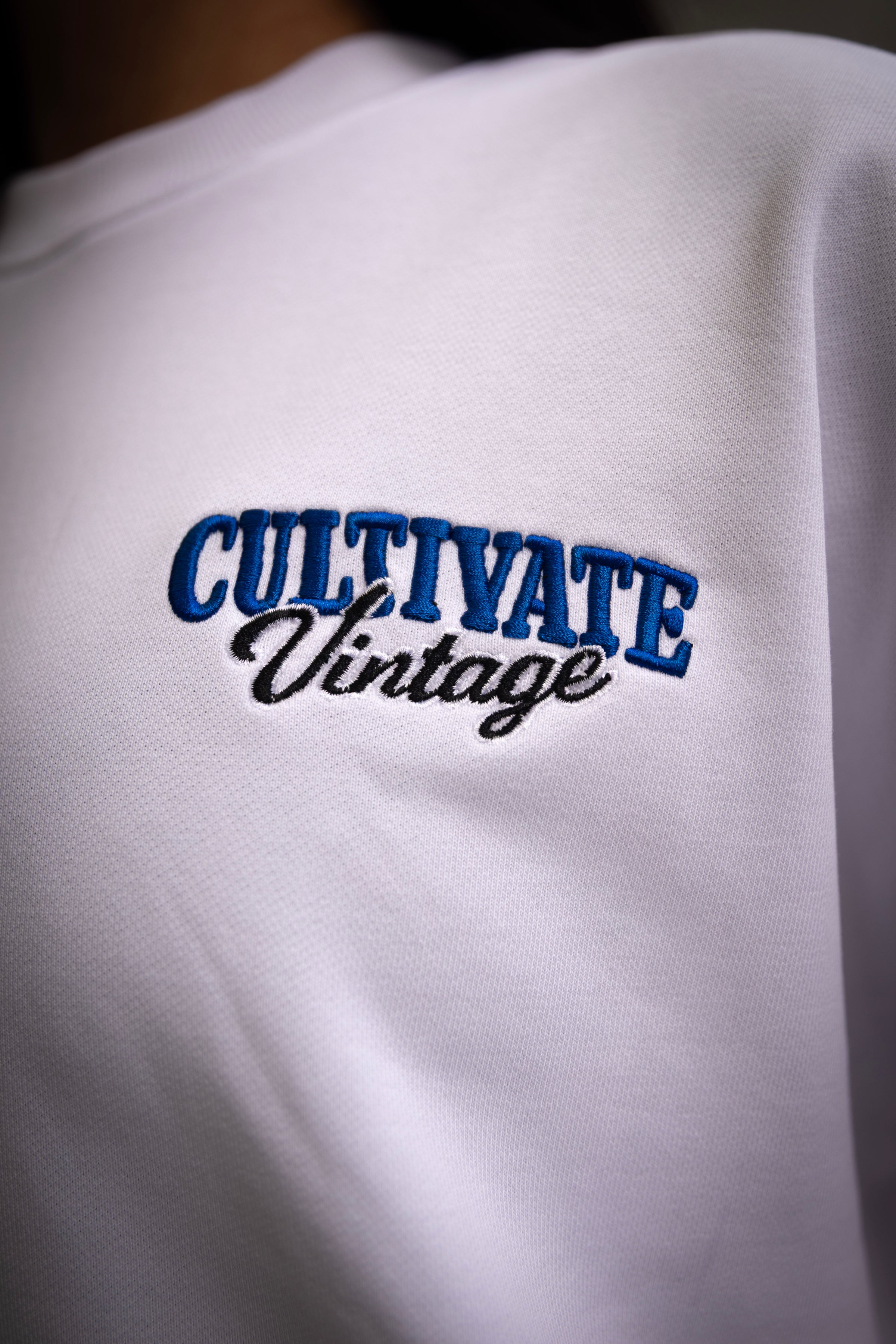 CULTIVATE - VINTAGE "WHITE ON ROYAL BLUE"