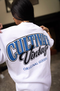 CULTIVATE - VINTAGE "WHITE ON ROYAL BLUE"