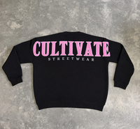 CULTIVATE - CREWNECK "BLACK ON BABY PINK"