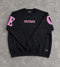 CULTIVATE - CREWNECK "BLACK ON BABY PINK"