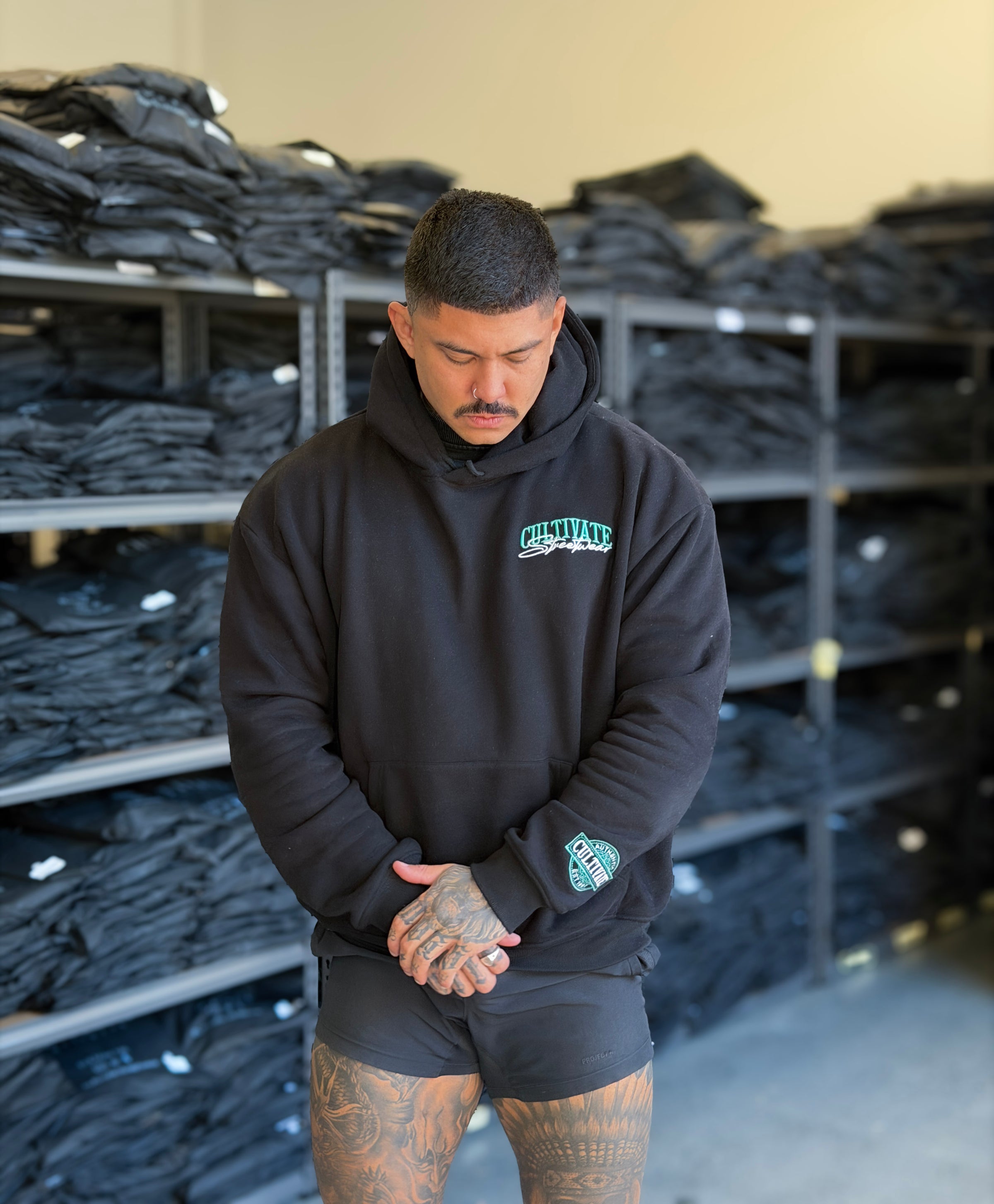 CULTIVATE - HOODIE "BLACK ON TIFFANY BLUE"