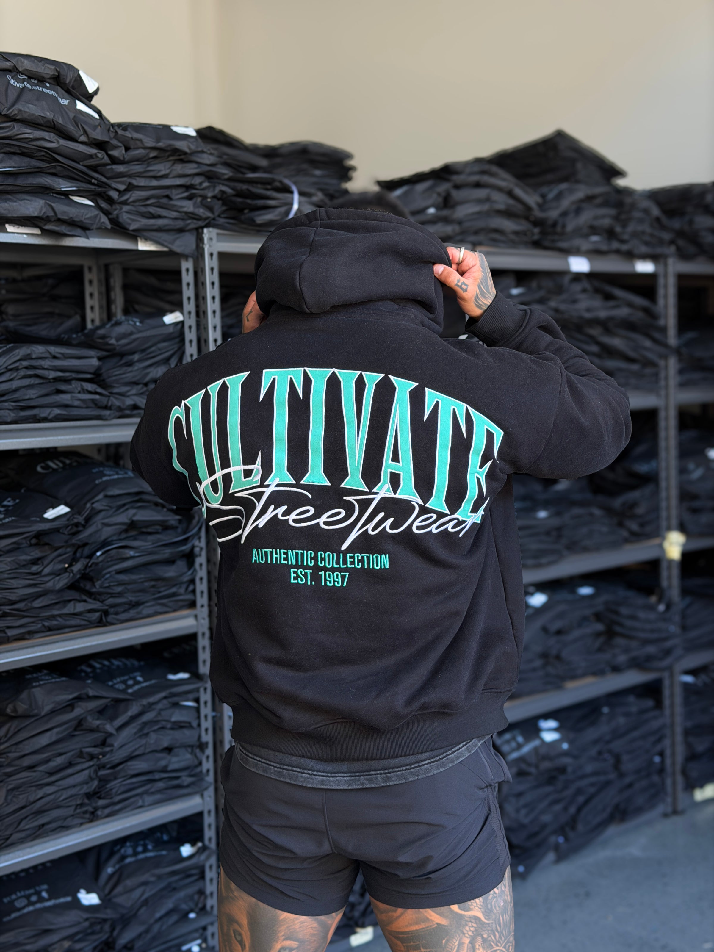 CULTIVATE - HOODIE "BLACK ON TIFFANY BLUE"