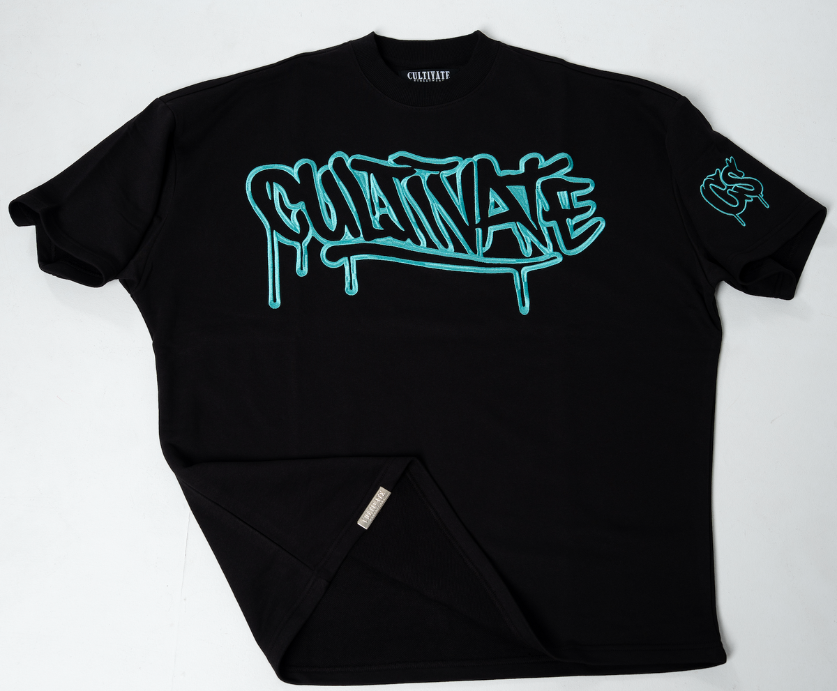 CULTIVATE - GRAFFITI DRIP “BLACK ON BABY BLUE”